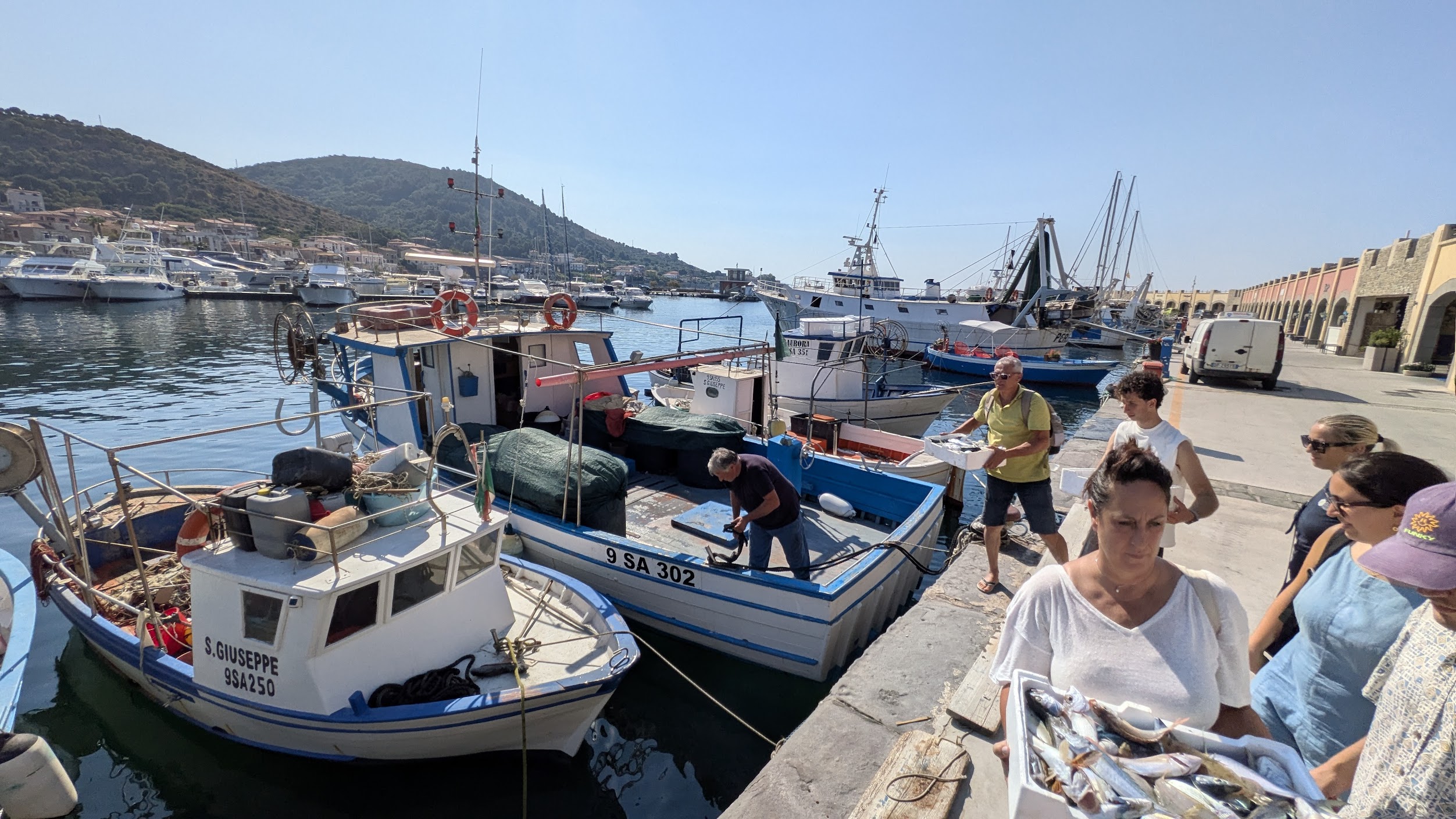 The Cilento coast at Pollica, terraced between the mountains and the Tyrrhenian Sea